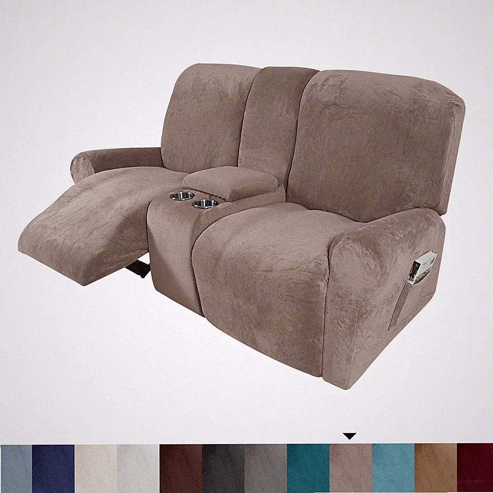2 Seater Recliner Couch Cover Stretch Recliner Loveseat Cover w/ Center Console