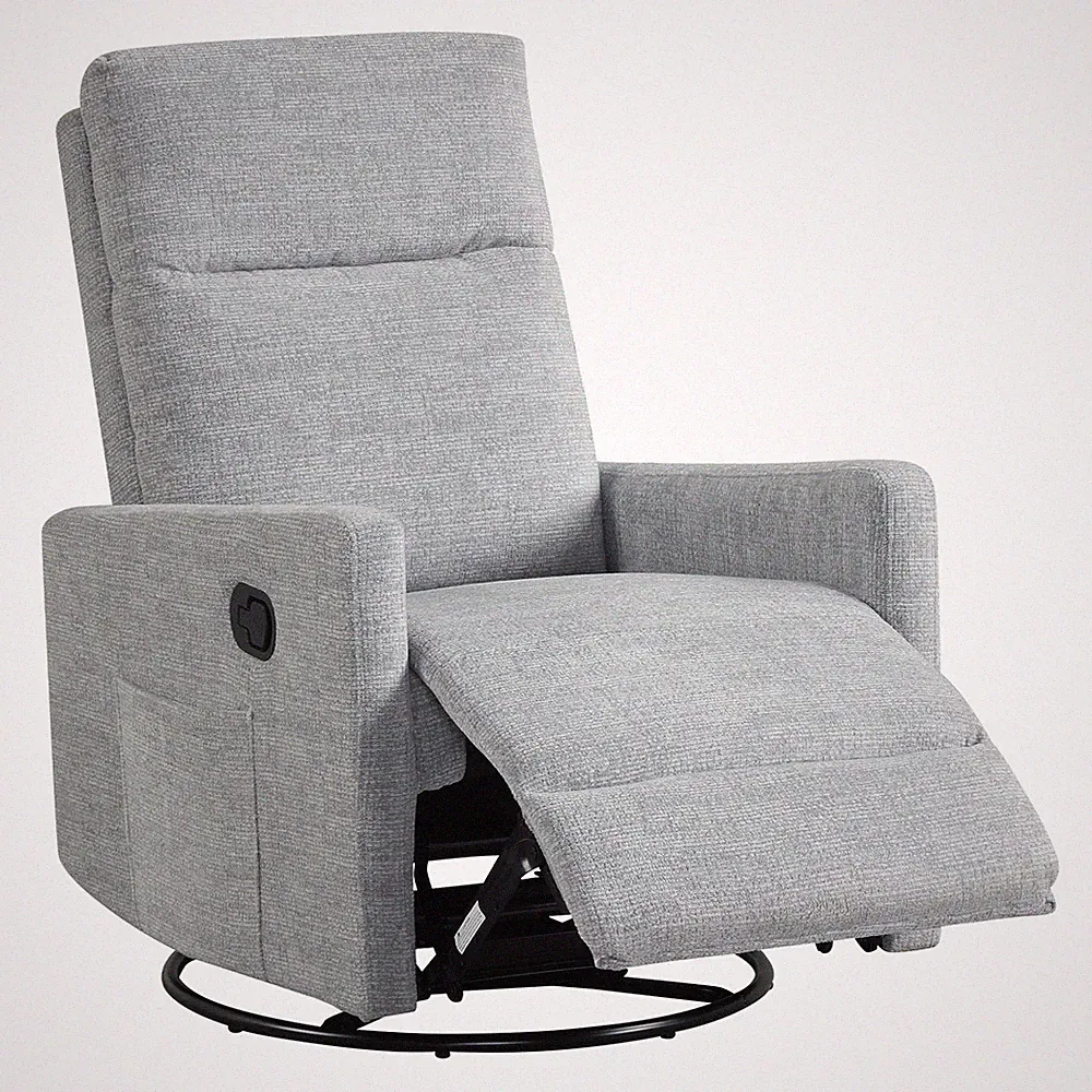 360° Swivel Rocking Chair w/Cushioned Back, Seat & Footrest for Living Room