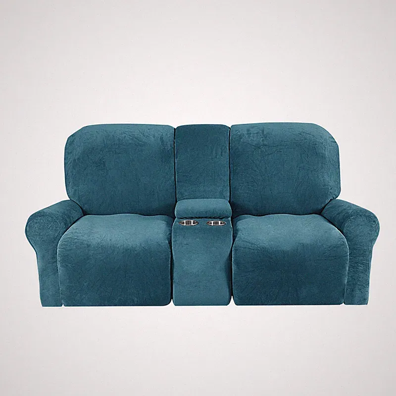 8-piece Velvet Recliner Loveseat Cover Stretch Recliner Sofa Protector Slipcover