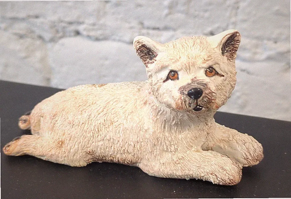 Basil Matthews Hand Painted Reclining Terrier Puppy Signed with Label England