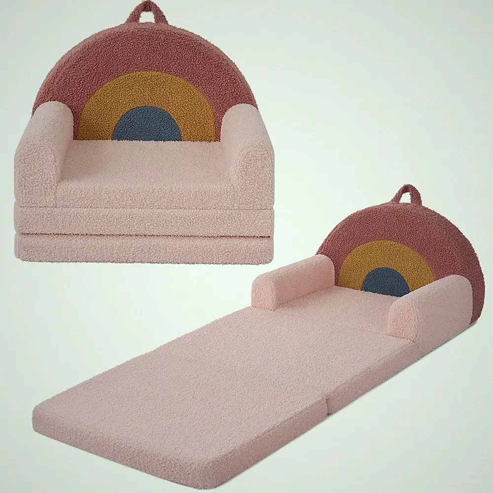 Blissful Diary Foldable Toddler Couch, 2-in-1 Comfy Toddler Chair & Lounger for