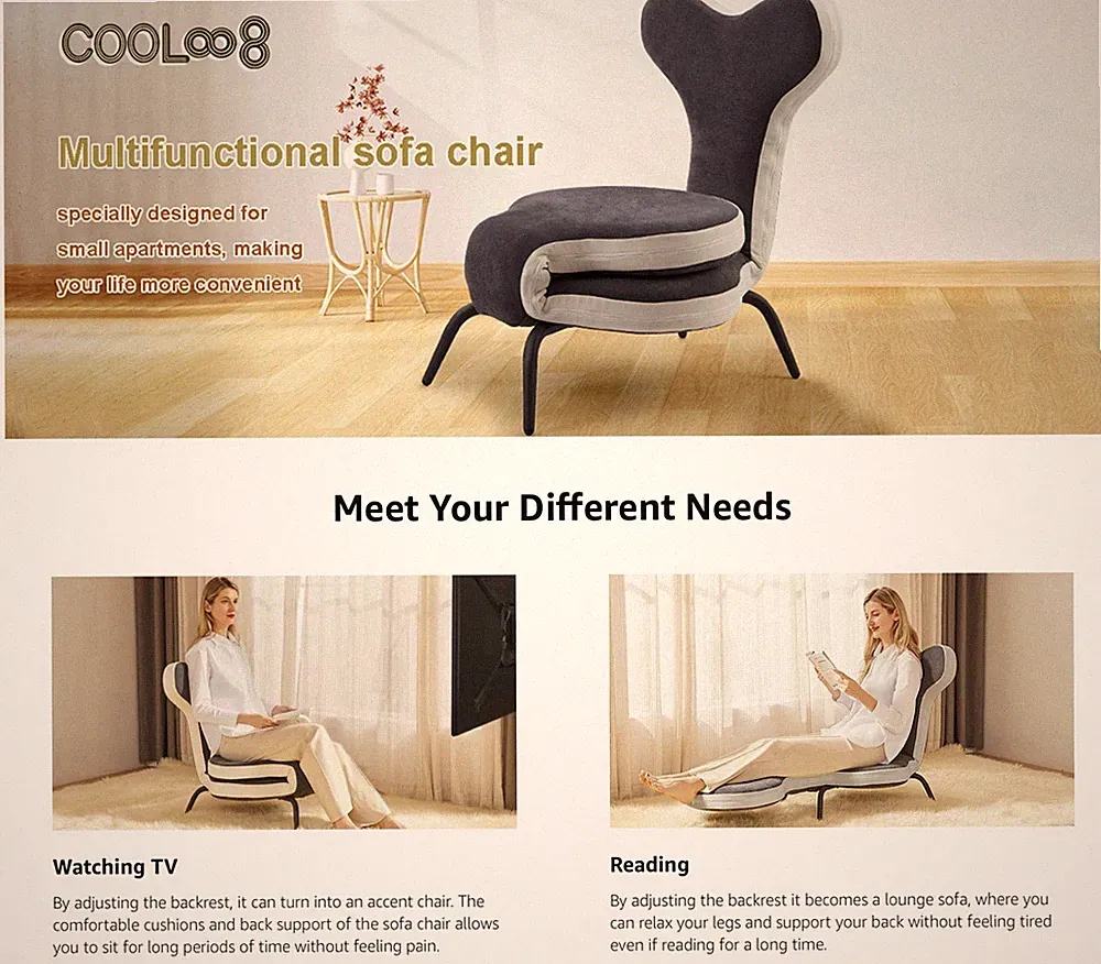 Dorm room, Sofa Bed Chair,4-in-1 Convertible Chair Bed,Folding Single Recliner