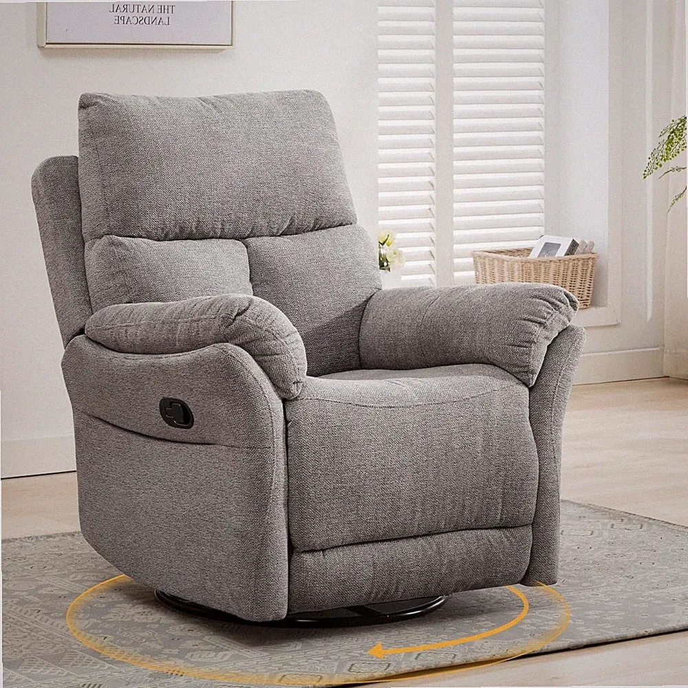 EBELLO 360° Swivel Rocker Manual Recliner Chair Nursery Glider Silver Grey Chair
