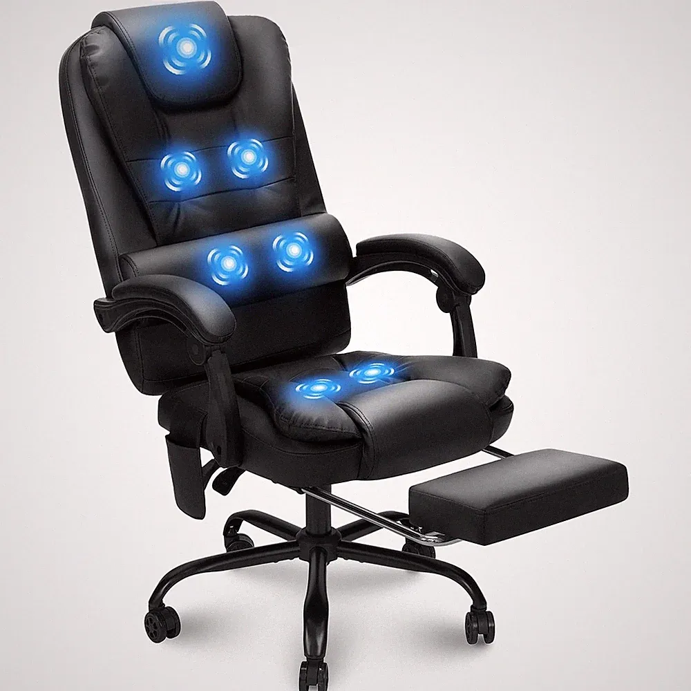 HOFFREE Massage Office Chair 7-Point Vibration Executive Recliner w/Footrest