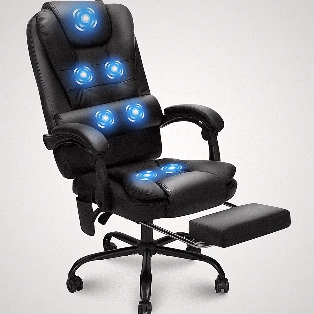 HOFFREE Massage Office Chair 7-Point Vibration Executive Recliner w/Footrest US