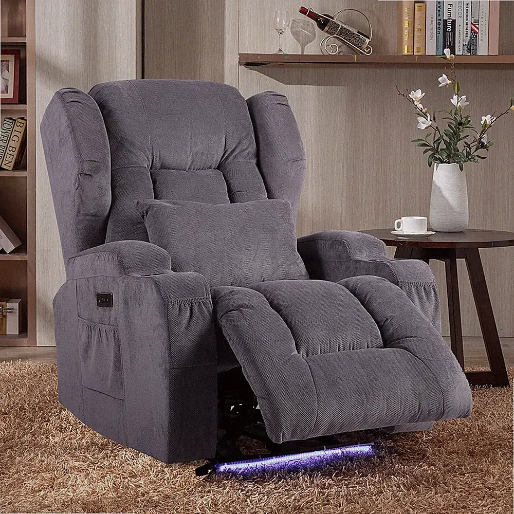Power Recliner Massage Sofa Home Theater Seating Living Room Chair w/Cup Holders