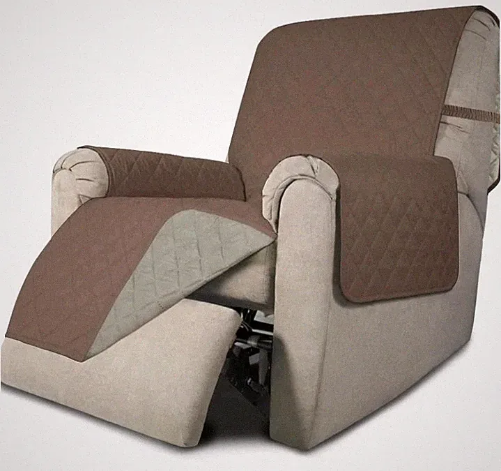 Recliner Chair Slip Cover Reversible Slipcover With Elastic Straps