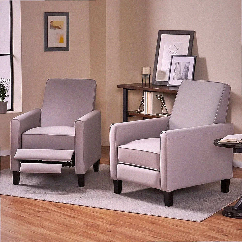 (Set of 2) Lucas Grey Fabric Recliner Club Chair
