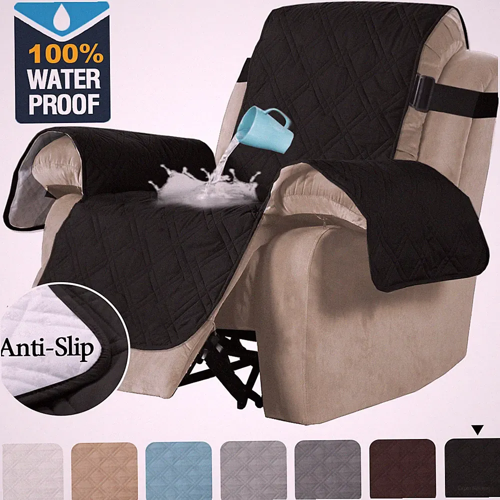 Waterproof Recliner Chair Covers with Pocket and Elastic Straps